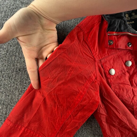 Barbour International Avonmouth Waxed Jacket Women Full Zip Red Size 4 USA Lined - Picture 13 of 16